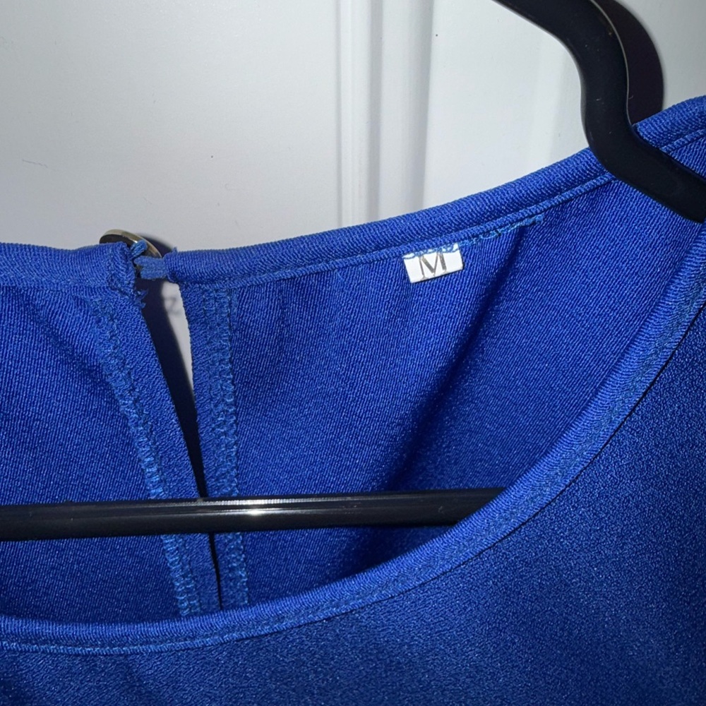 Chic Royal Blue Ruffle Sleeve Mini Dress - Picture 5 of 5